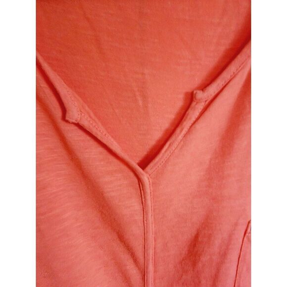 Chico's 3 Orange Cotton Blend V-Neck Short Sleeve T-Shirt XL‎ Chest Pckt - Picture 3 of 8